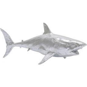 KARE Design Soška Žralok Henry- stříbrná, 106cm