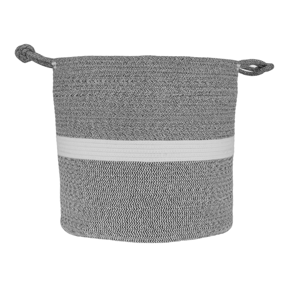 TEMPO-KONDELA SAGO, pletený kôš, sivá/biela, 40x37 cm