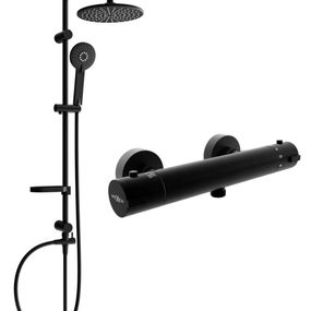 MEXEN/S - Carl sprchový stĺp vrátane sprchovej termostatickej batérie Kai, čierna 77100240-70