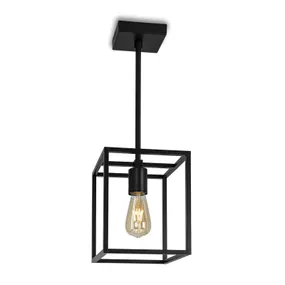 Moretti Luce Závesná lampa Cubic³ 3383, čierna, Obývacia izba / jedáleň, mosadz, E27, 52W, P: 20 cm, L: 20 cm