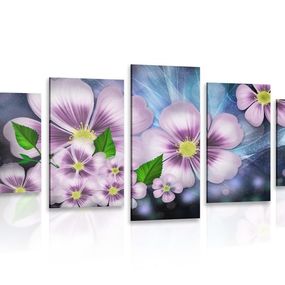 5-dielny obraz fantázia kvetov - 200x100
