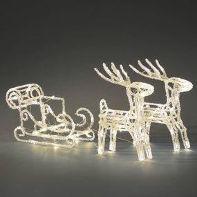 Konstsmide Christmas Svietiaca LED figúrka Sane s 2 sobmi, IP44, akryl, Energialuokka: F, P: 70 cm, L: 18 cm, K: 42cm