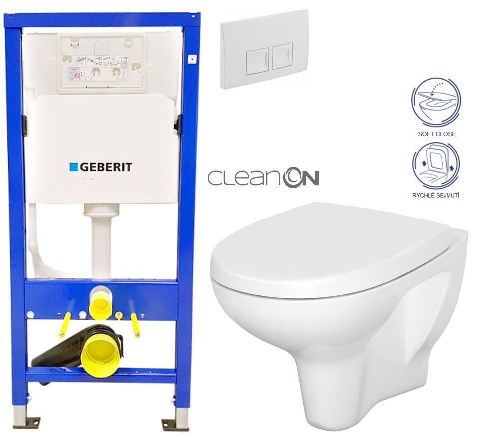 GEBERIT DuofixBasic s bielym tlačidlom DELTA50 + WC CERSANIT ARTECO CLEANON + SEDADLO 458.103.00.1 50BI AT1