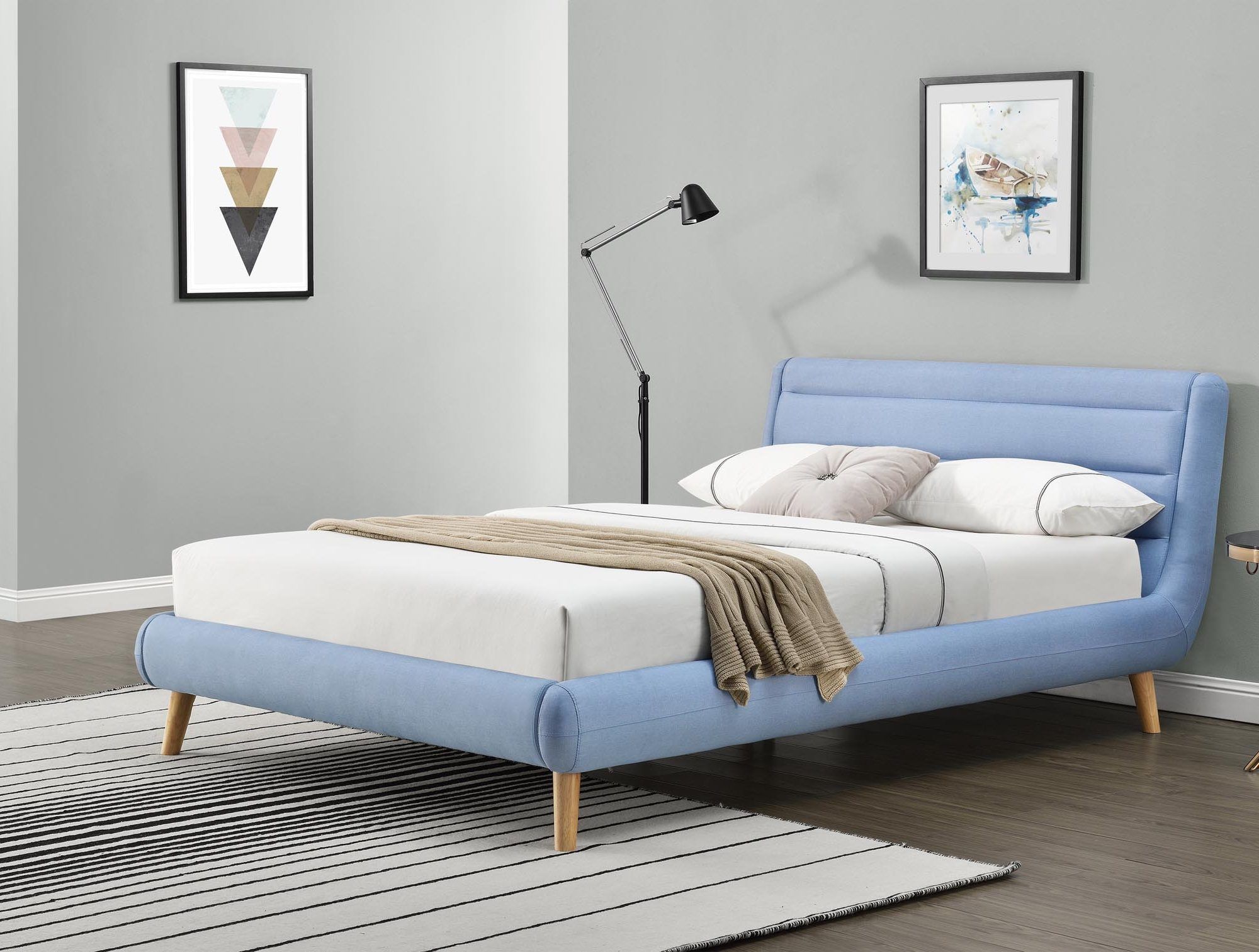 Manželská posteľ 140 cm Elanda (modrá) (s roštom)