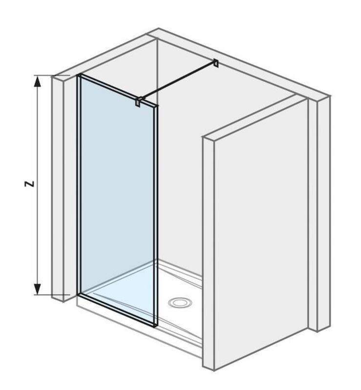 Jika Pure - Sklenená stena bočná 980 mm na sprchovú vaničku 100 cmx80 cm s úpravou Jika Perla Glass, 1000 mm x 200 mm x 2000 mm H2694280026681