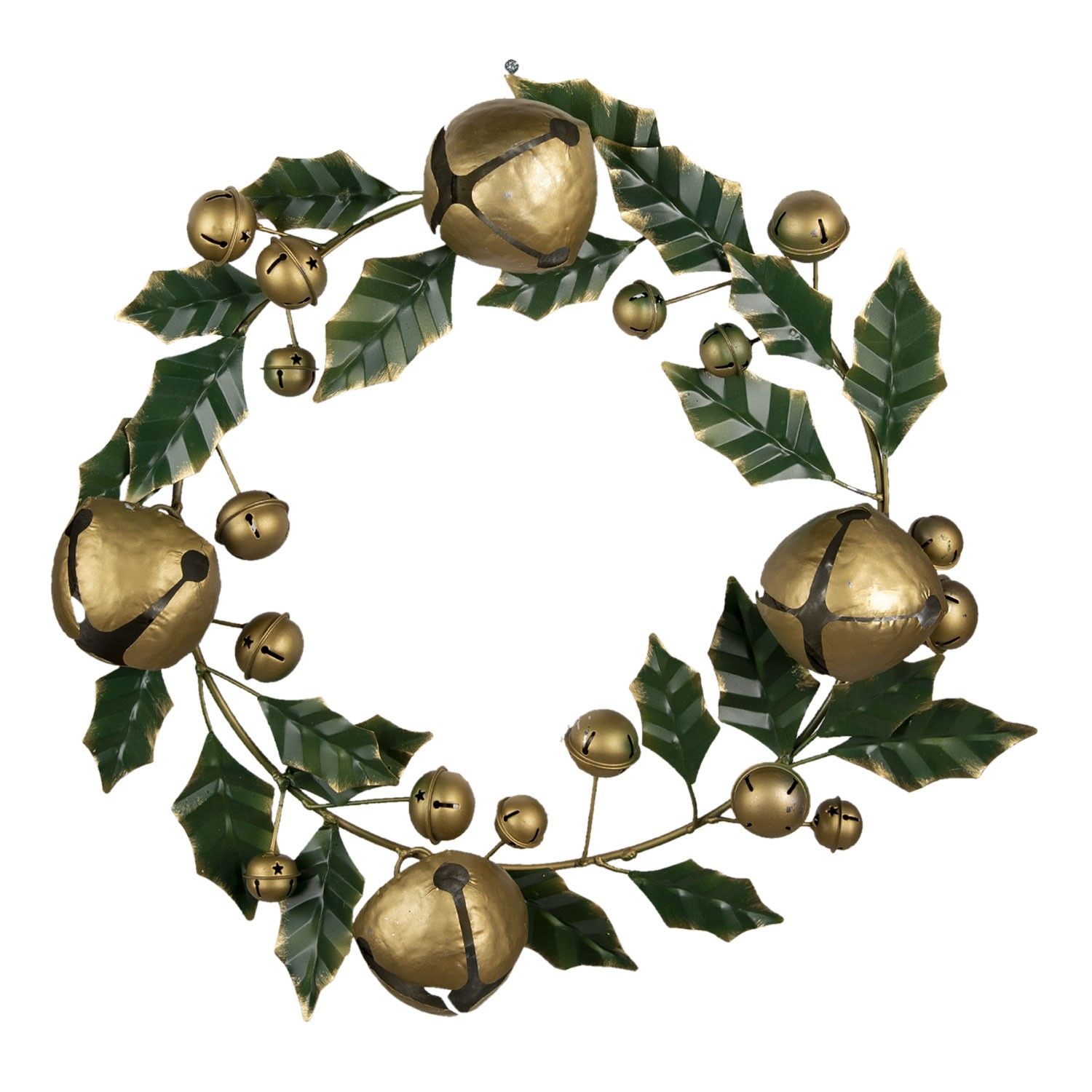 Vianočný kovový dekoratívne veniec s rolničkami - Ø 48 * 9 cm