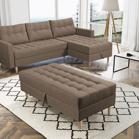 Furniture Sobczak Pires s taburetom hnedá levá