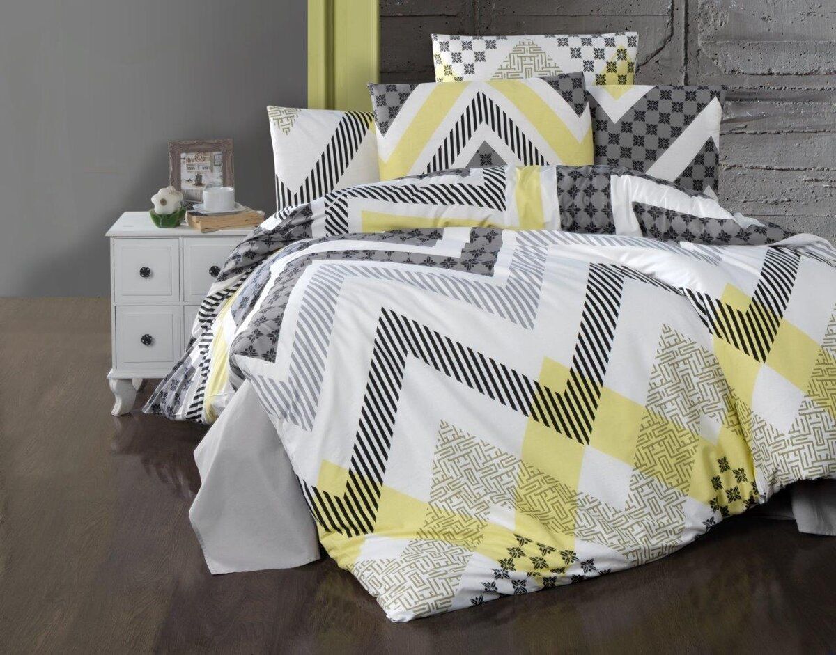 Brotex Obliečky krep Zigzag grey 220x200/2x70x90cm