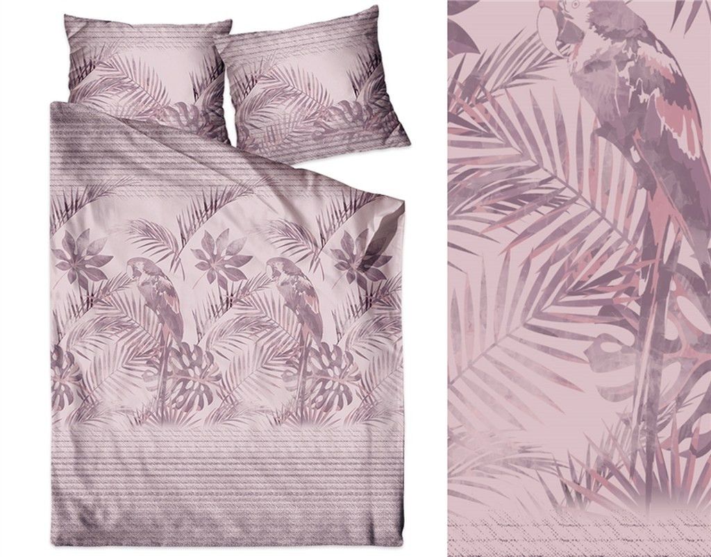 DomTextilu Krásne bavlnené posteľné obliečky s tropickým motívom 2 časti: 1ks 140 cmx200 + 1ks 70 cmx80 Ružová 32756-163168