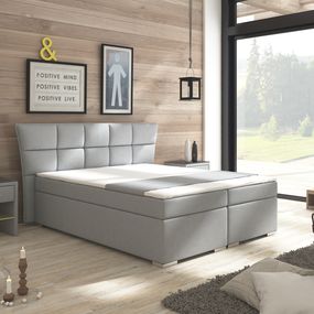 Manželská posteľ Boxspring 160 cm Warren (s matracmi) (sivá)