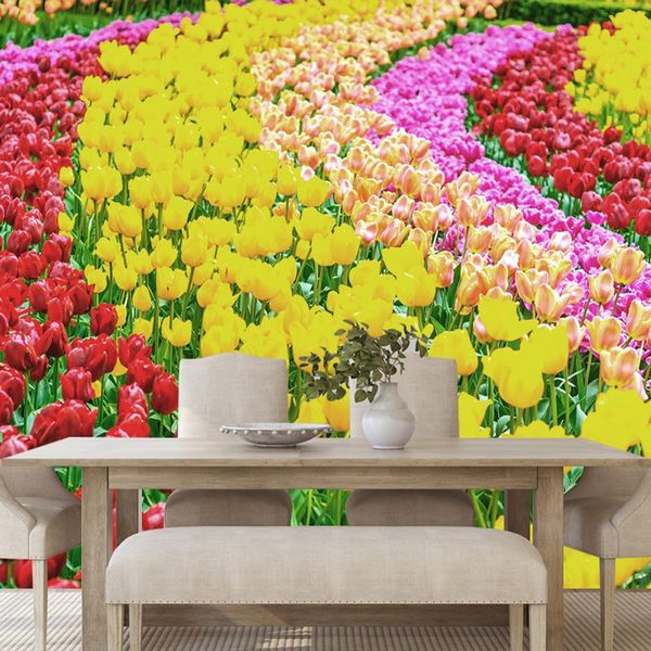 Samolepiaca fototapeta záhrada plná tulipánov - 450x300