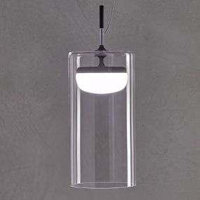 Prandina Diver Dimm závesná lampa S3 2 700K čierna, Obývacia izba / jedáleň, sklo, ručne fúkané, kov, 8.5W, K: 36cm