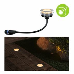 PAULMANN Plug & Shine LED zemní svítidlo Floor samostatné svítidlo neláká hmyz IP67 2200K 2W stříbrná