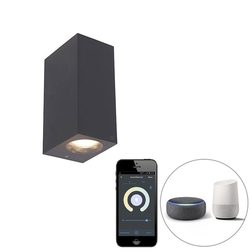 Smart wandlamp grijs van kunststof Incl. 2 Wifi GU10 - Baleno