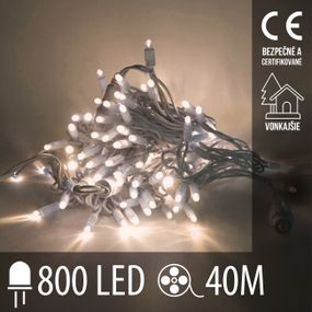 Vianočná LED svetelná reťaz vonkajšia - 800LED - 40M Teplá Biela