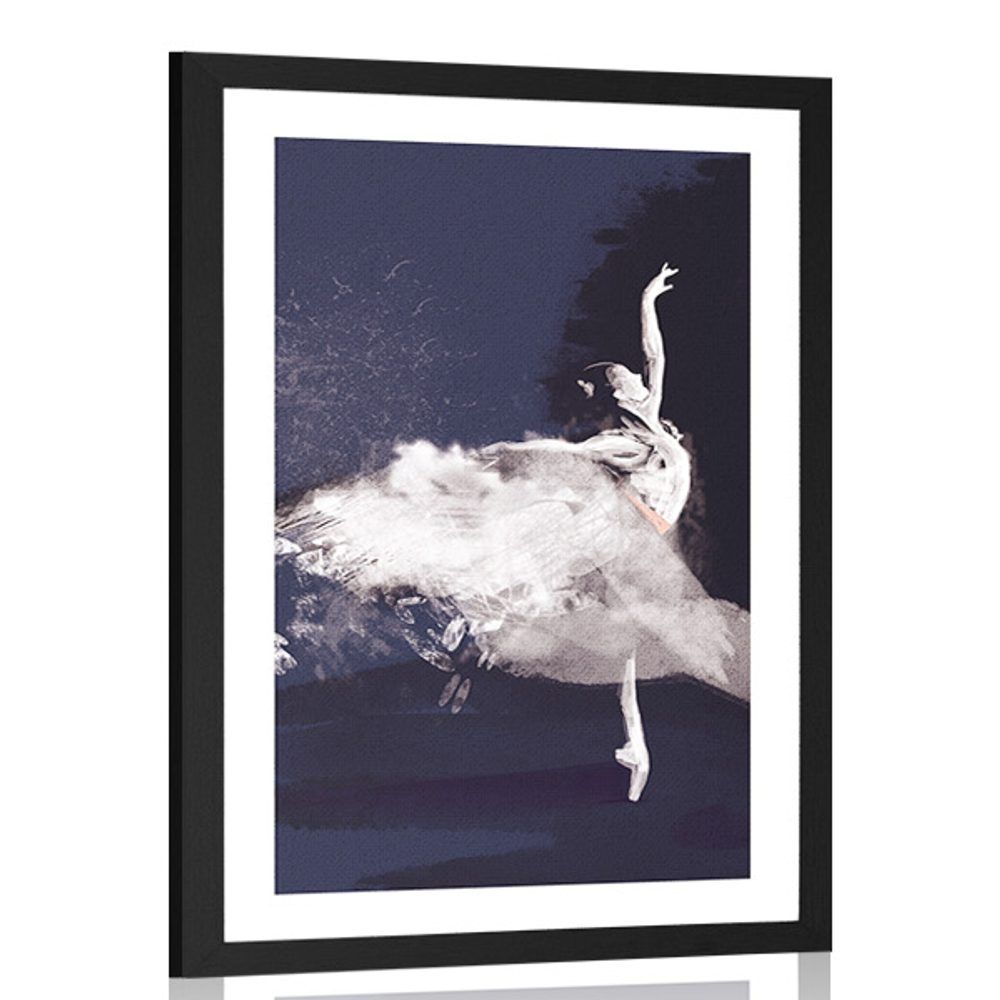 Plagát s paspartou vášnivý tanec baletky - 60x90 black