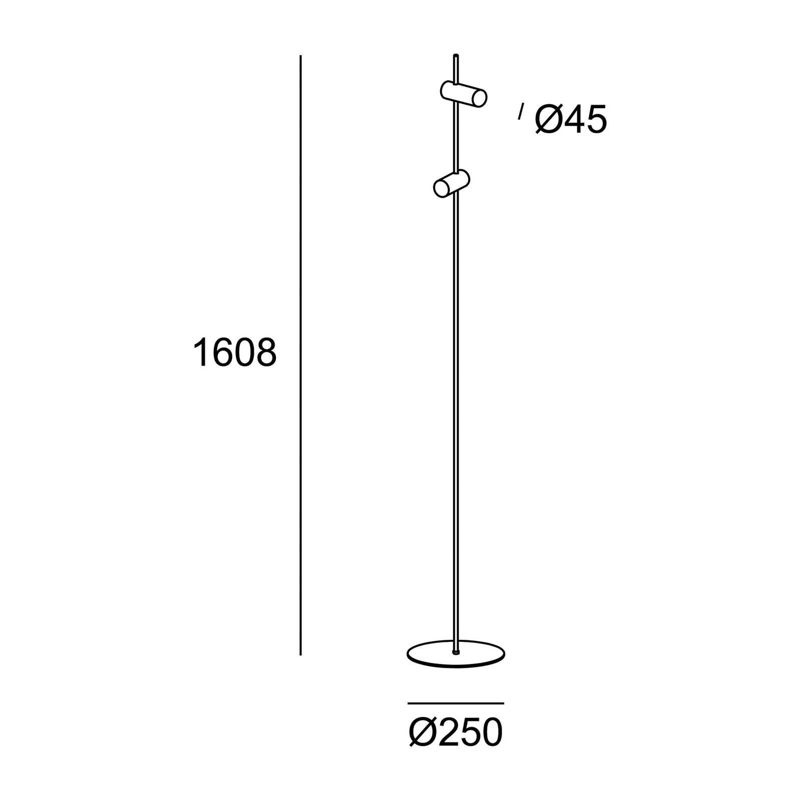 LEDS-C4 Nude Double stojaca lampa E27 sivá/čierna, Obývacia izba / jedáleň, hliník, E27, 15W, K: 160.8cm