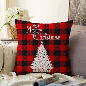 Vianočná žinylková obliečka na vankúš Minimalist Cushion Covers Christmas Tartan, 55 x 55 cm