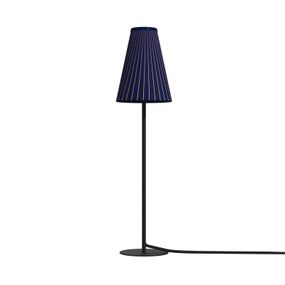Euluna Stolová lampa Trifle, modrá/čierna, Obývacia izba / jedáleň, hliník, textil, G9, 10W, K: 44cm