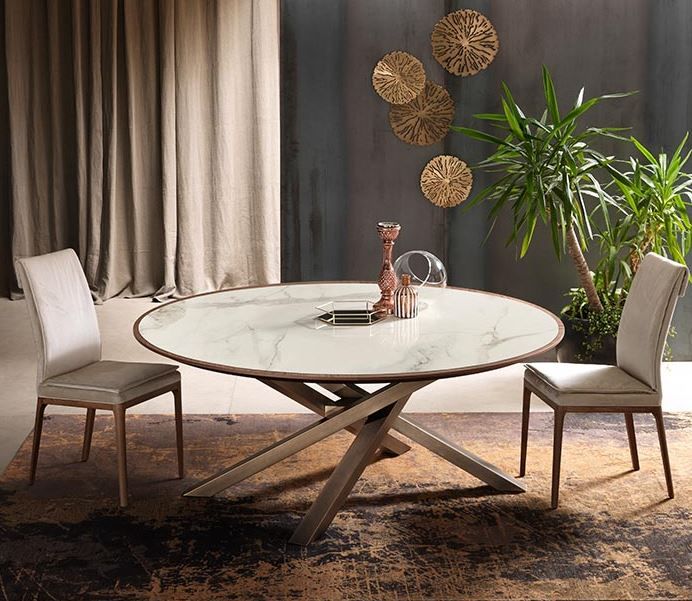 RIFLESSI - Stôl SHANGAI s keramickou doskou a dreveným okrajom