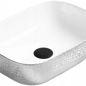 Keramické umývadlo na dosku MEXEN RITA 45x32 cm biele/strieborné