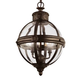 FEISS Závesná lampa Adams Ø 37 cm bronz, Obývacia izba / jedáleň, kov, sklo, E14, 60W, K: 54.9cm