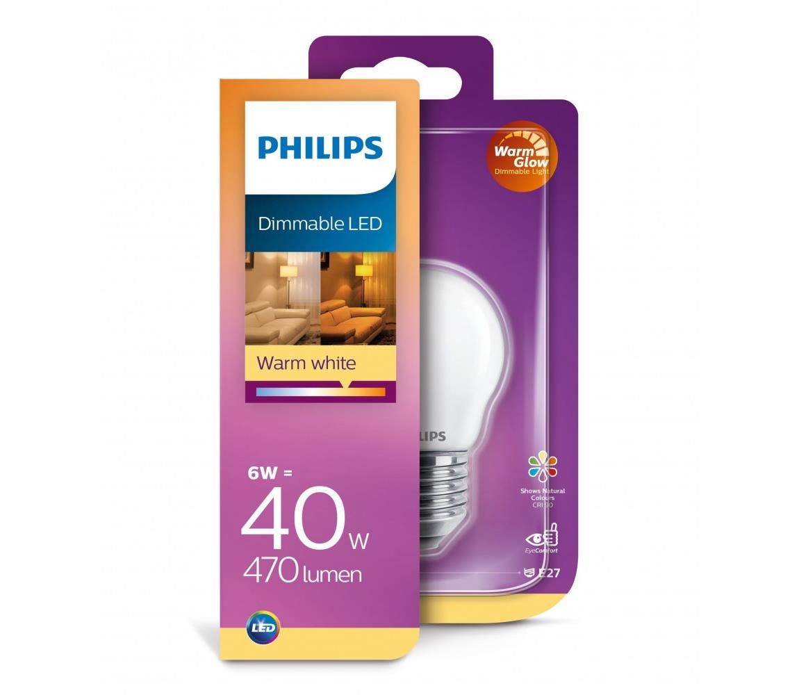LED Stmievateľná žiarovka Philips Warm Glow E27/6W/230V 2200K-2700K