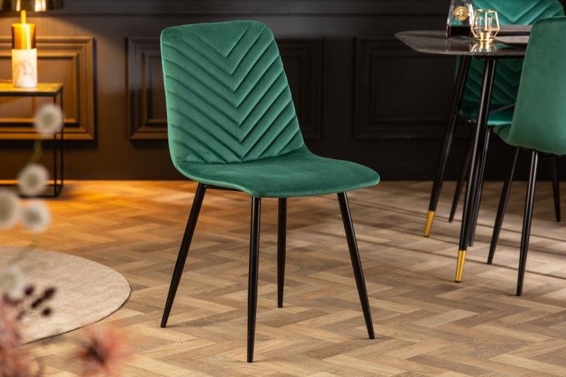Estila Retro dizajnová jedálenská stolička Forisma so zeleným zamatovým poťahom 87cm