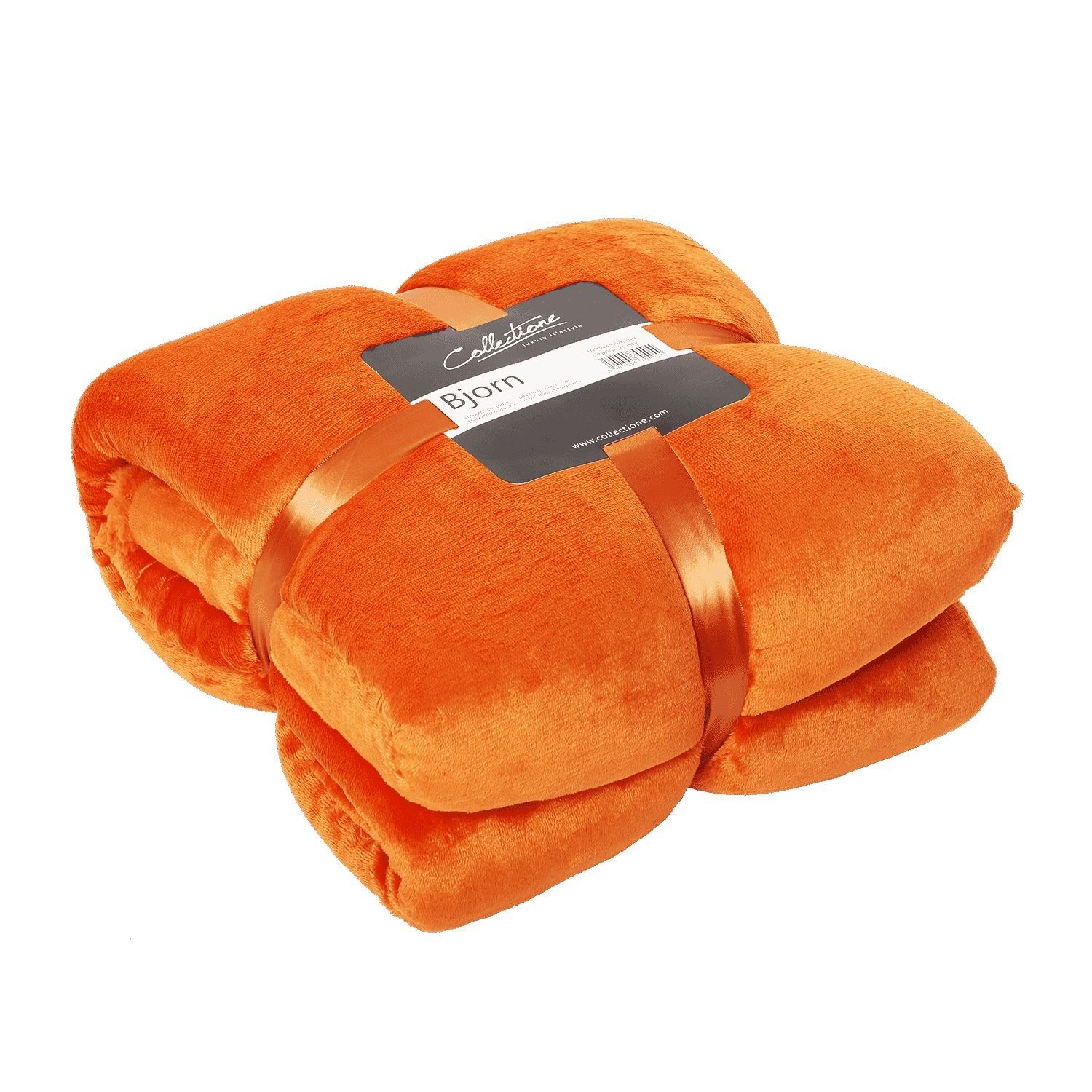 Oranžový chlpatý pléd Bjorn orange rust - 150 * 200 cm