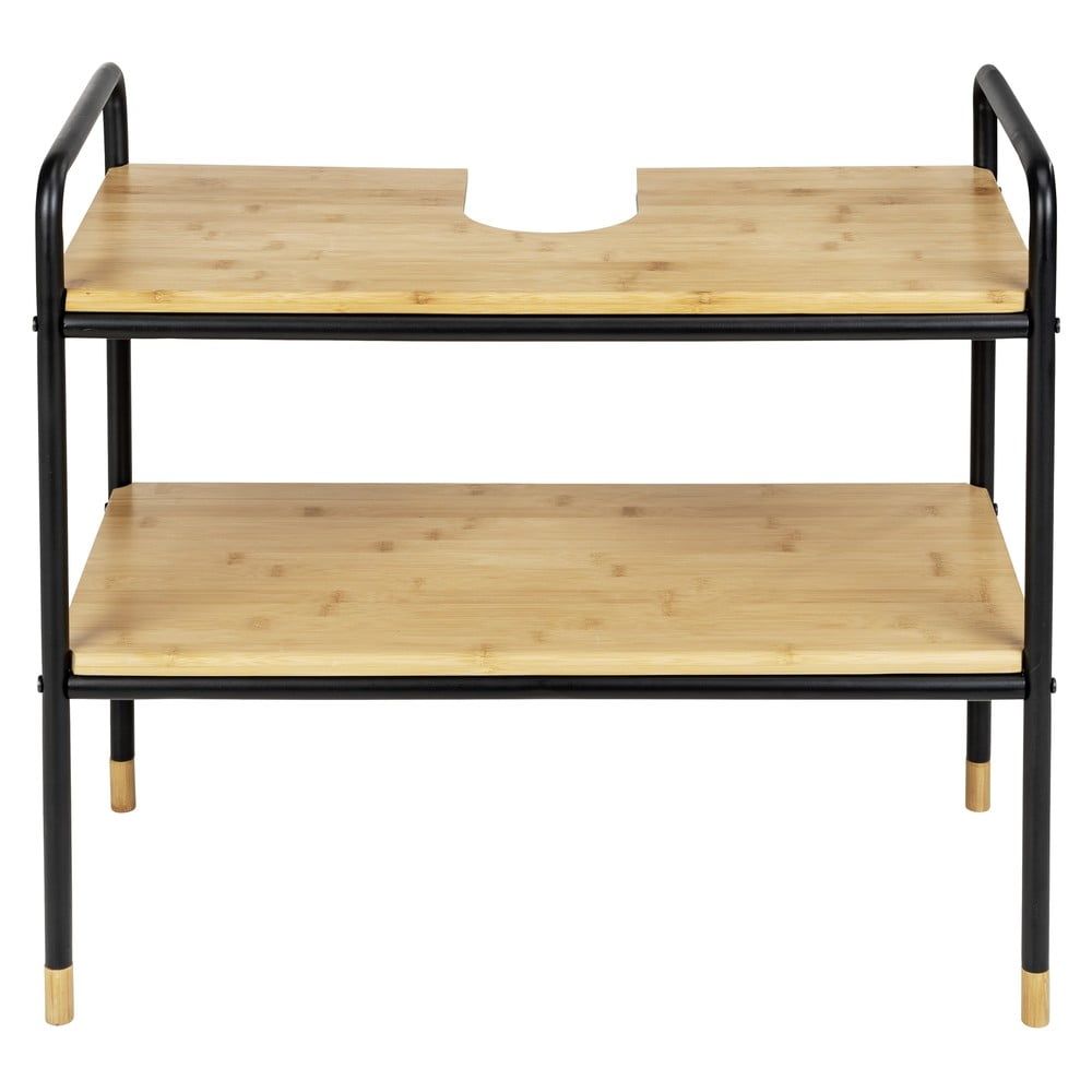Čierna/prírodná bambusová skrinka pod umývadlo 70x60 cm Loft – Wenko