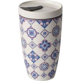 Modro-biely porcelánový cestovný hrnček Villeroy & Boch Like To Go, 350 ml