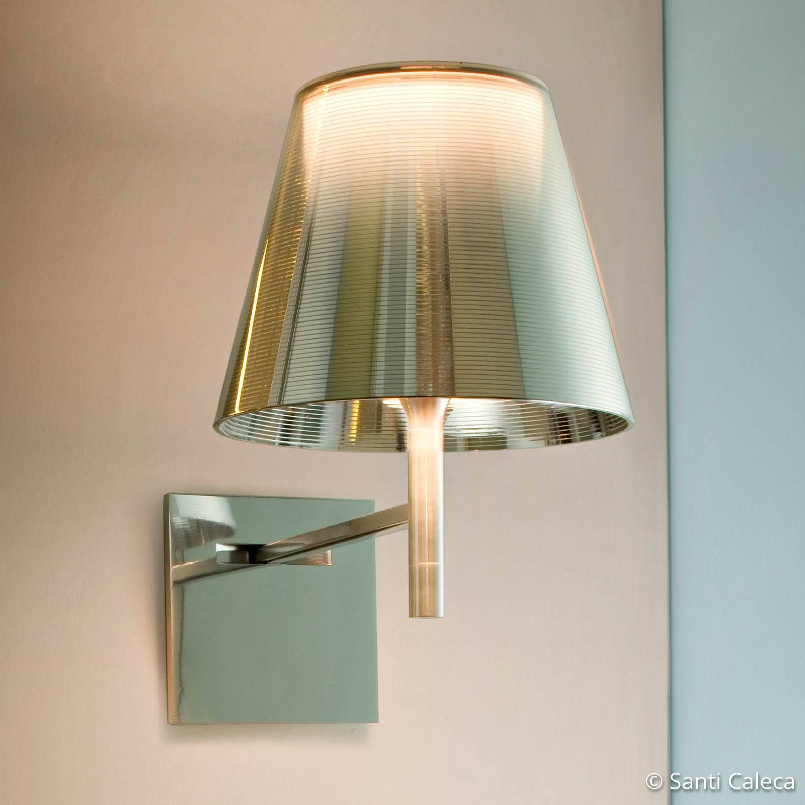 FLOS KTribe W nástenná lampa strieborná metalická, Obývacia izba / jedáleň, PMMA, polykarbonát, hliník, E27, 100W, K: 35cm