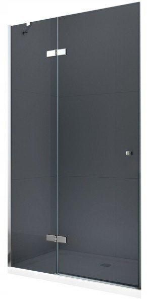 MEXEN - ROMA krídlové dvere 100x190 cm 6mm, chróm, grafit sa stenovým profilom 854-100-000-01-40