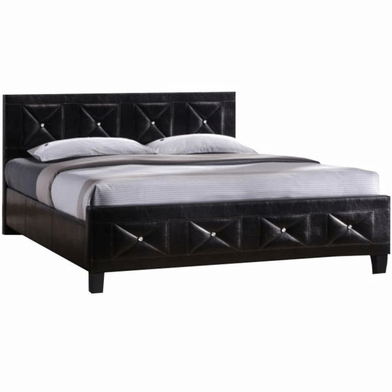 Kondela Manželská posteľ CARISA, 180x200, s roštom, ekokoža čierna