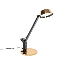 Stolová lampa čierna s mosadzou vrátane LED s USB - Edward