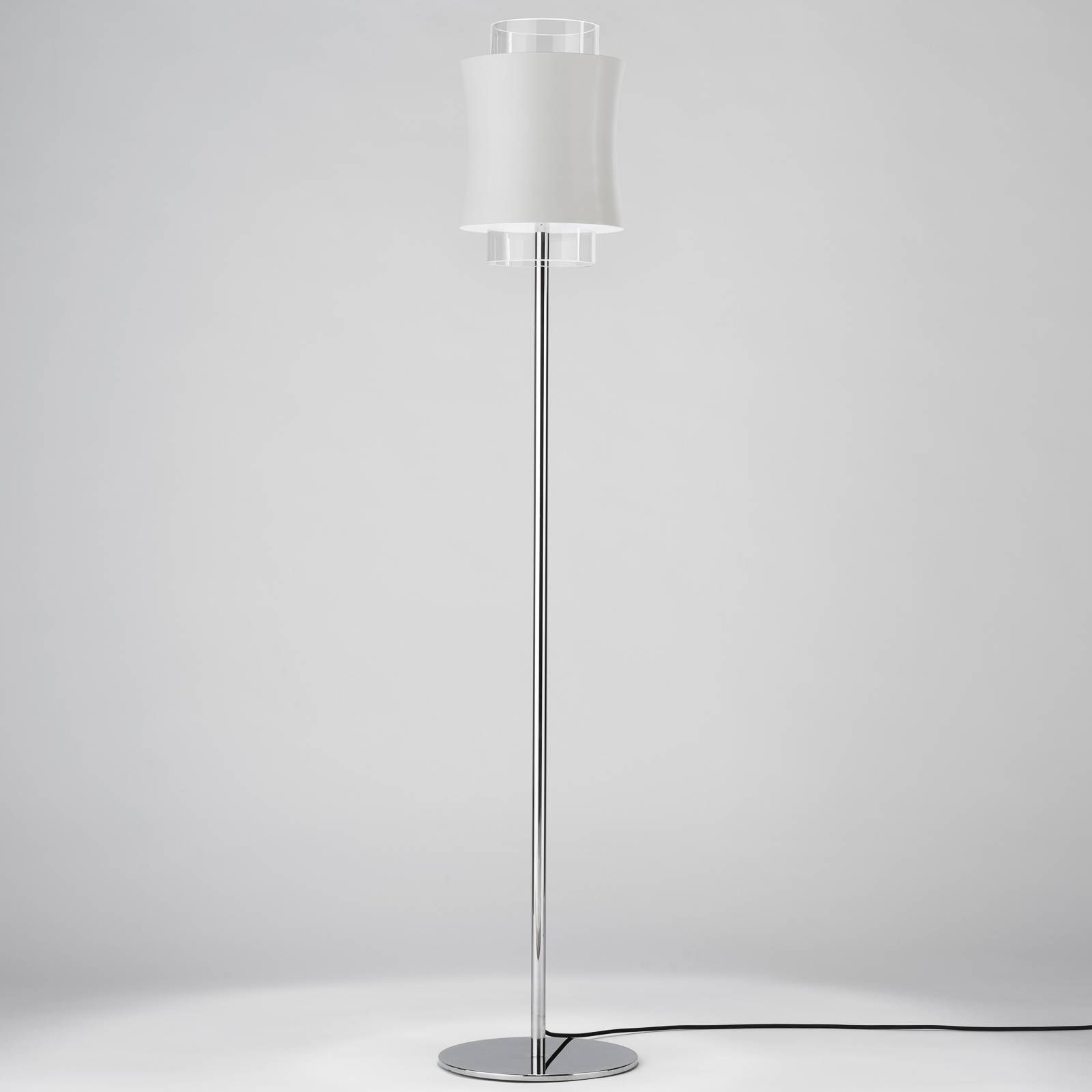 Prandina Fez F1 stojaca lampa biela matná, Obývacia izba / jedáleň, kov, krištáľové sklo, E27, 13W, K: 140cm