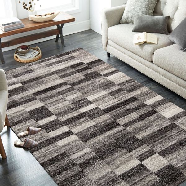 DomTextilu Moderný sivo hnedý koberec s obdĺžnikmi 38601-181605