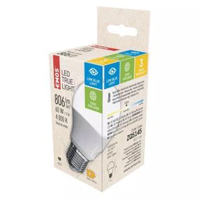 Emos True Light A60 7.2W E27 neutrálna biela ZQ5145