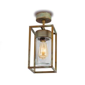 Moretti Luce Stropné svietidlo Cubic³ 3367 mosadz/číra, mosadz, sklo, E27, 52W, P: 15 cm, L: 15 cm, K: 37cm