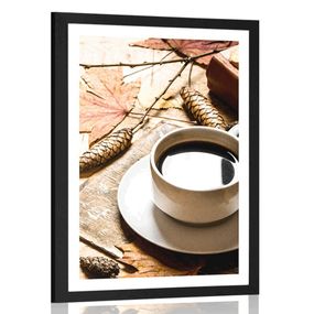 Plagát s paspartou šálka kávy v jesennom nádychu