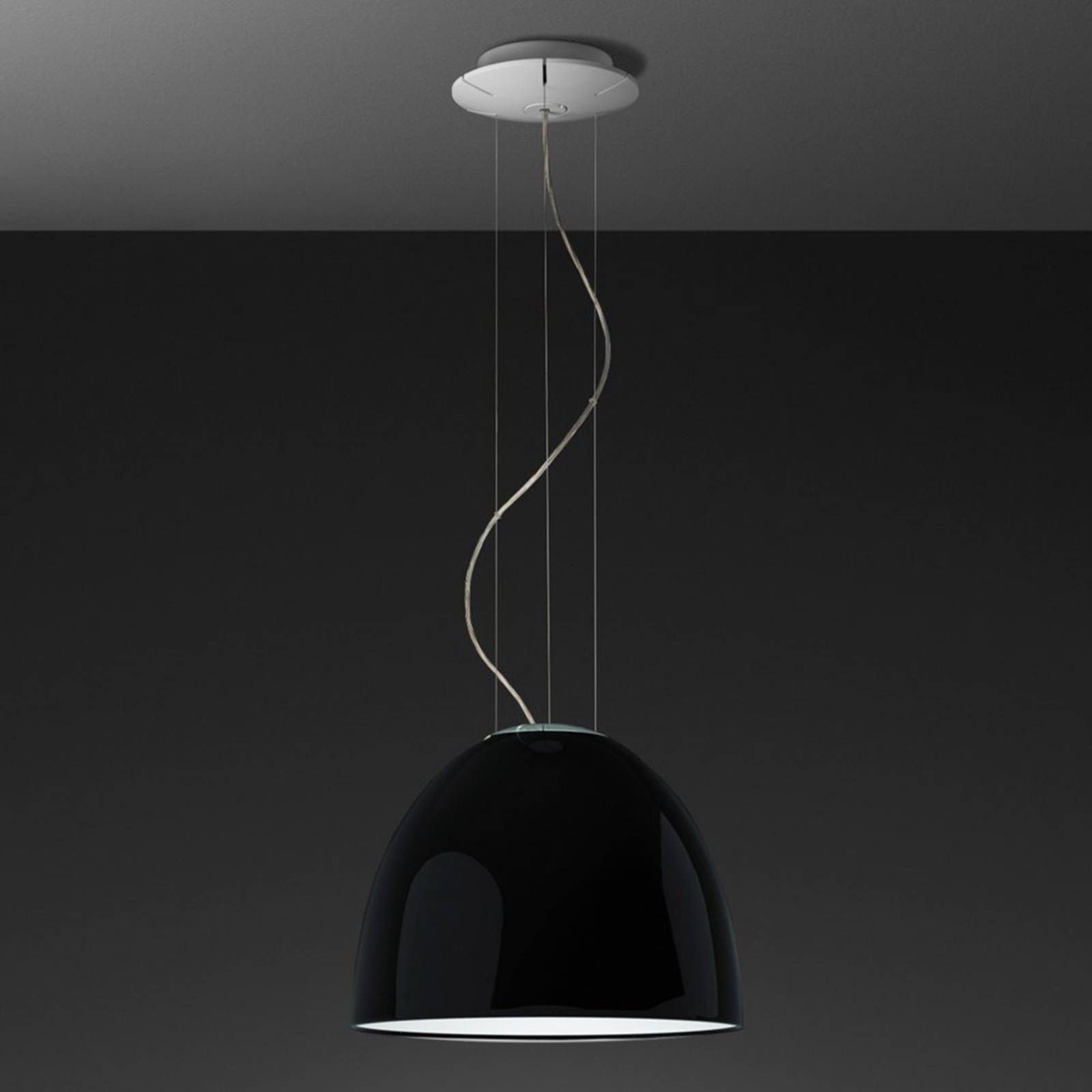 Artemide Nur Mini Gloss závesná lampa čierna, Obývacia izba / jedáleň, hliník, sklo, polykarbonát, E27, 15W, K: 28.5cm