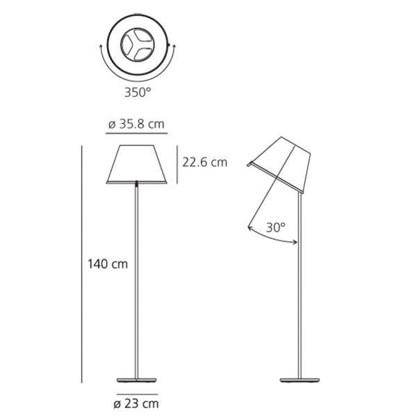 Artemide Choose stojaca lampa biela/chróm, Obývacia izba / jedáleň, plast, pergamenový papier, oceľ, E27, 57W, K: 140cm