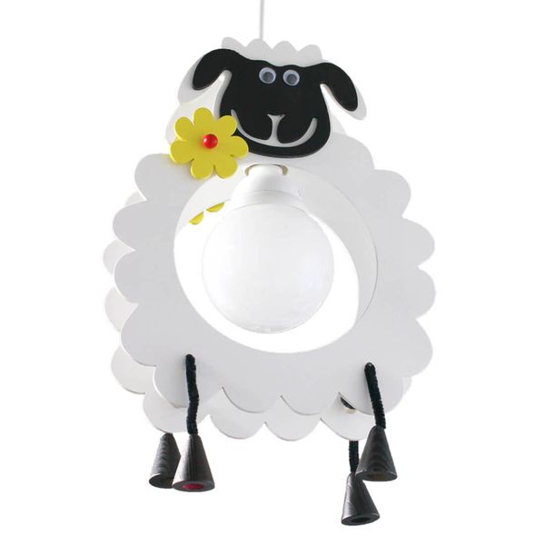 Elobra Závesná lampa Ovca v tvare zvieraťa, Detská izba, drevo, E27, 40W, P: 25 cm, L: 12 cm, K: 30cm