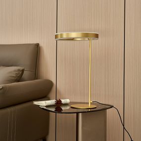 Lucande Yekta stolová LED lampa, stepdim, mosadz, Obývacia izba / jedáleň, železo, akryl, 18W, K: 58.5cm