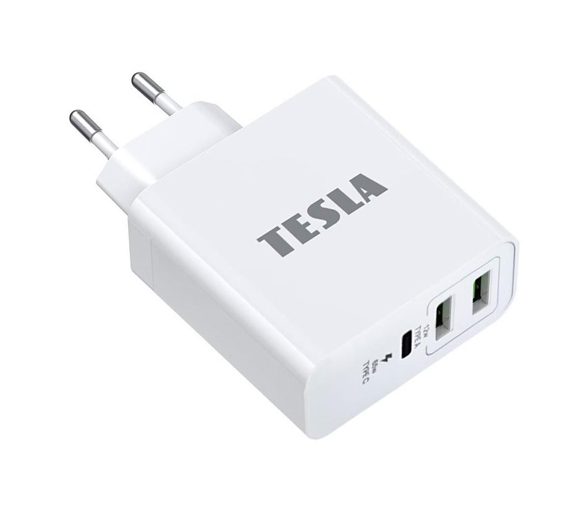 TESLA Electronics - Nabíjací adaptér USB-C 3v1 65W biela