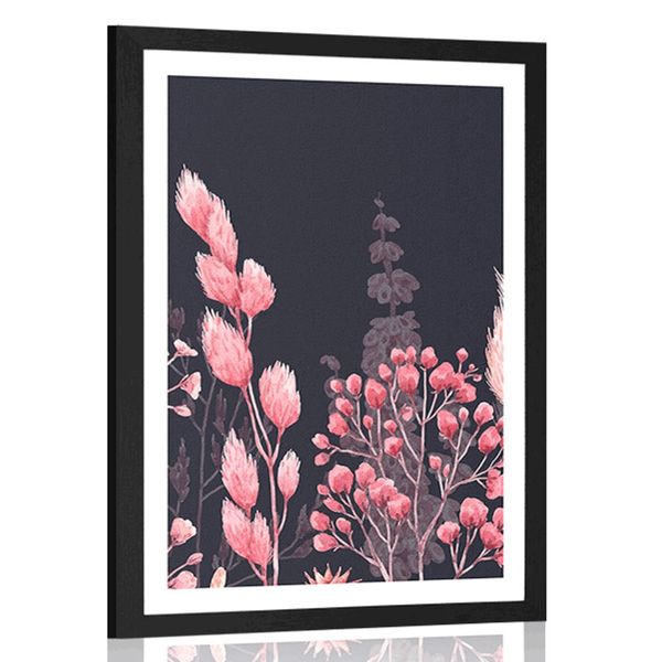 Plagát s paspartou variácie trávy v ružovej farbe - 20x30 white