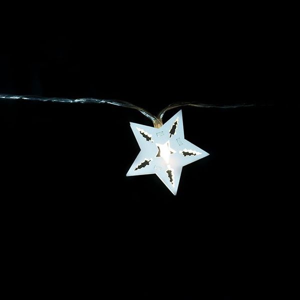 Nexos 57421 Vianočná dekoratívna reťaz HOLZ - biela hviezda - 10 LED