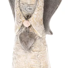 Dekoračná soška Anjel držiaci srdce 41 cm, béžová/hnedá