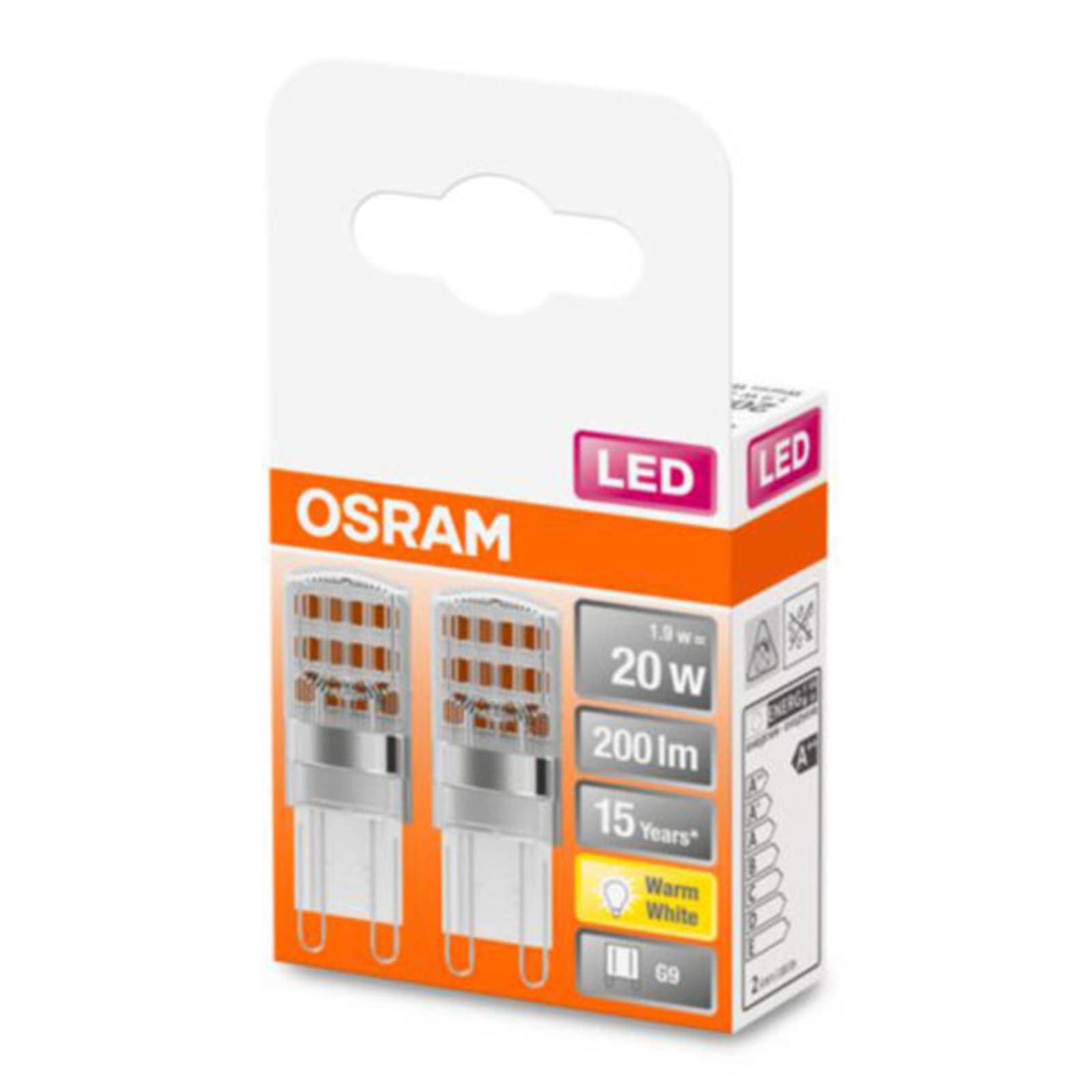 OSRAM kolíková LED G9 1, 9W 2.700K číra balenie 2ks, G9, 1.9W, Energialuokka: F, P: 4.6 cm