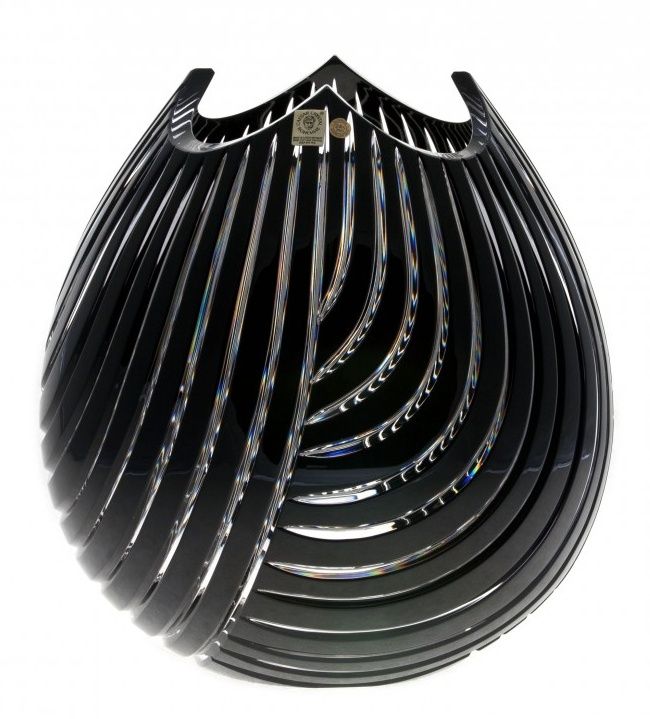 Krištáľová váza Linum, farba čierna, výška 280 mm